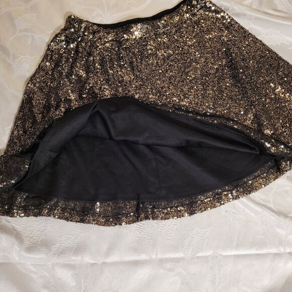 NWOT Xhilaration Women's Gold Micro Sequined Circle Skirt - Picture 3 of 6